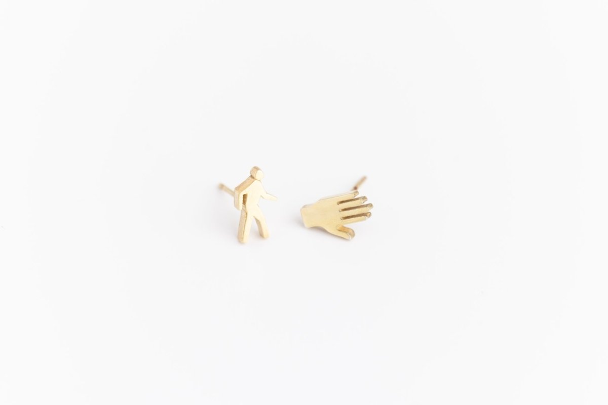 Crosswalk Signal Stud Earrings | Pedestrian & Stop Icon - Urban Obscura - Earrings - Sterling Silver