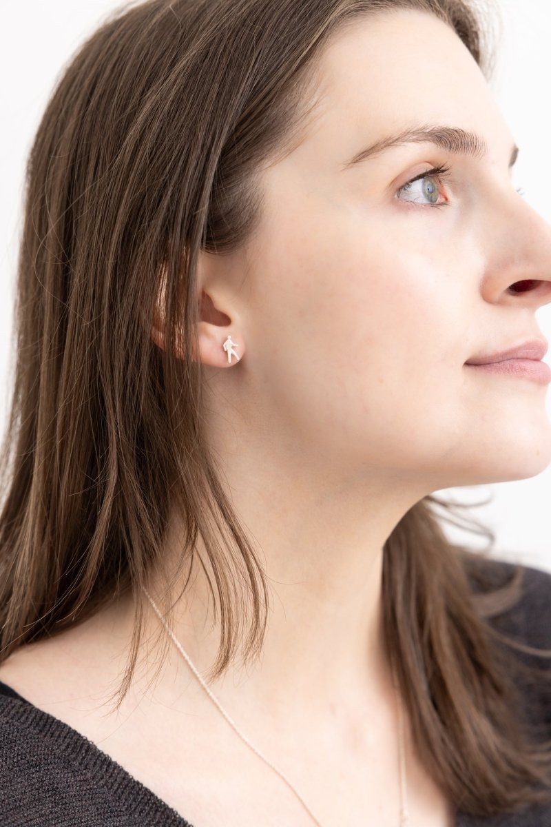 Crosswalk Signal Stud Earrings | Pedestrian & Stop Icon - Urban Obscura - Earrings - Sterling Silver