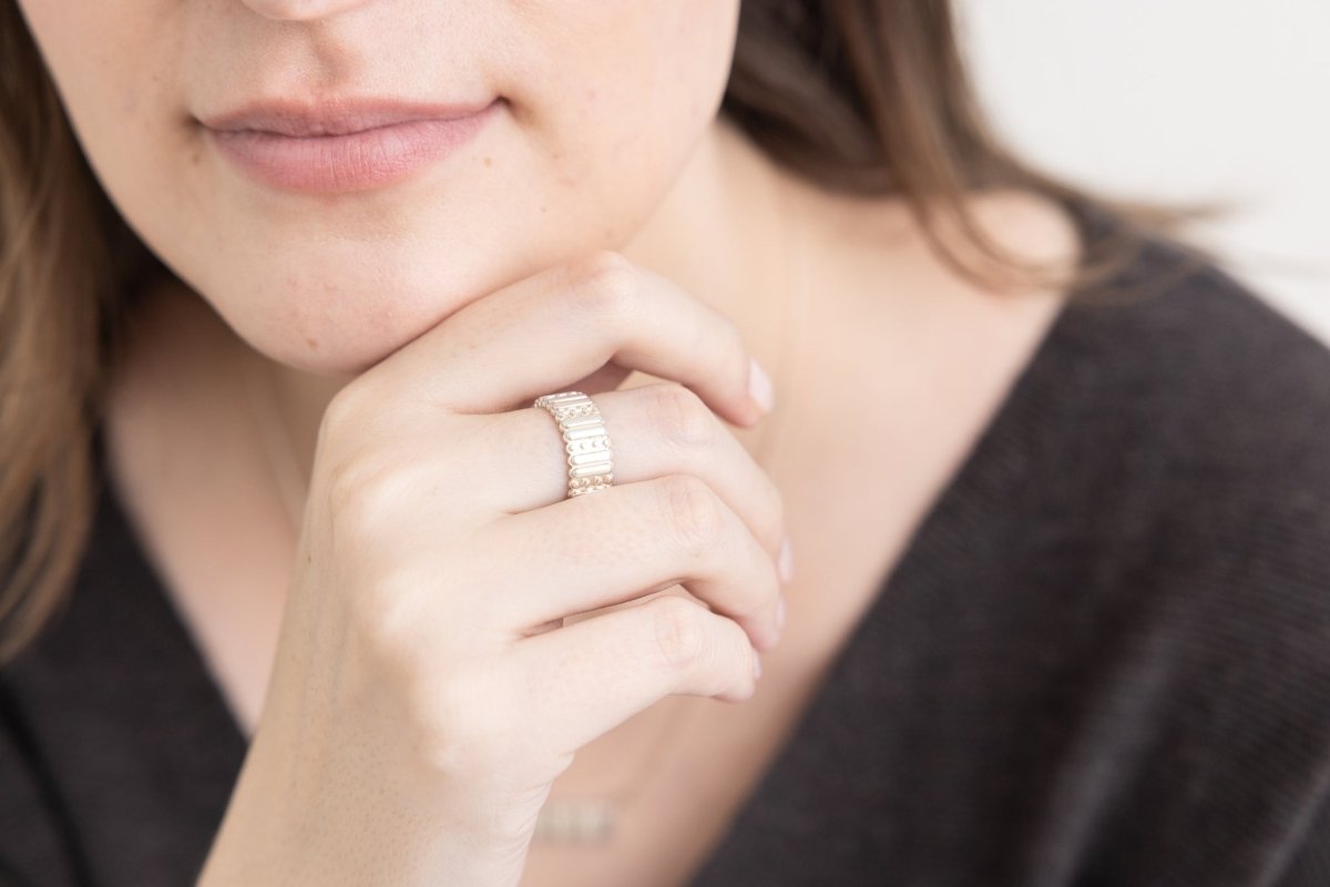 Tenji Block Statement Ring | Tactile Paving Inspired - Urban Obscura - Earrings - 18k Yellow Gold Vermeil