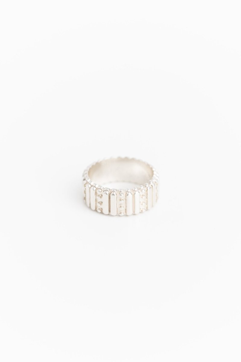 Tenji Block Statement Ring | Tactile Paving Inspired - Urban Obscura - Earrings - Oxidized Silver