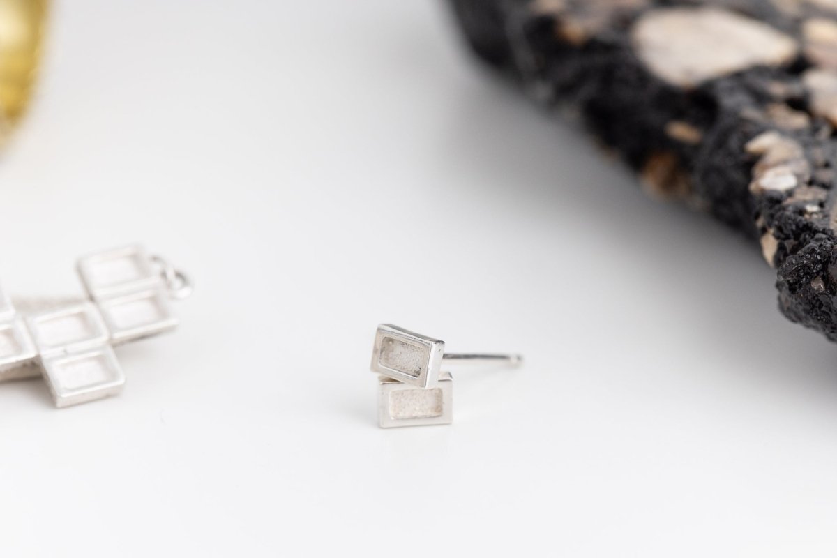 Concrete Waffle Studs - Urban Obscura - Sterling Silver