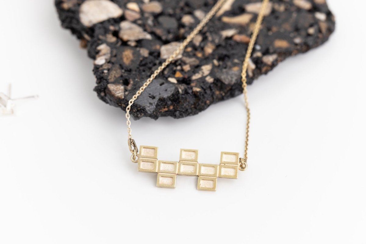 Concrete Waffles Necklace - Urban Obscura - 18k Gold Vermeil